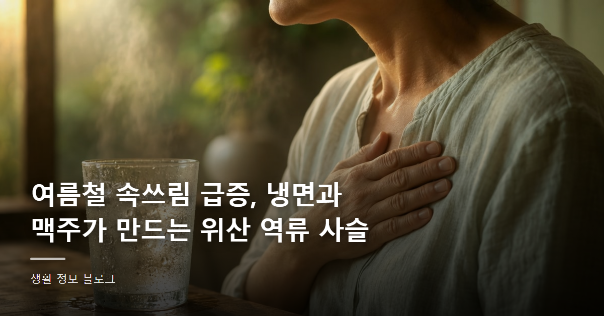 여름철 속쓰림 급증, 냉면과 맥주가 만드는 위산 역류 사슬