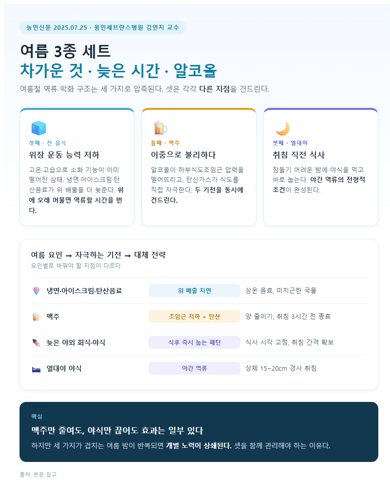 2. 여름 3종 세트 — 차가운 것, 늦은 시간, 알코올