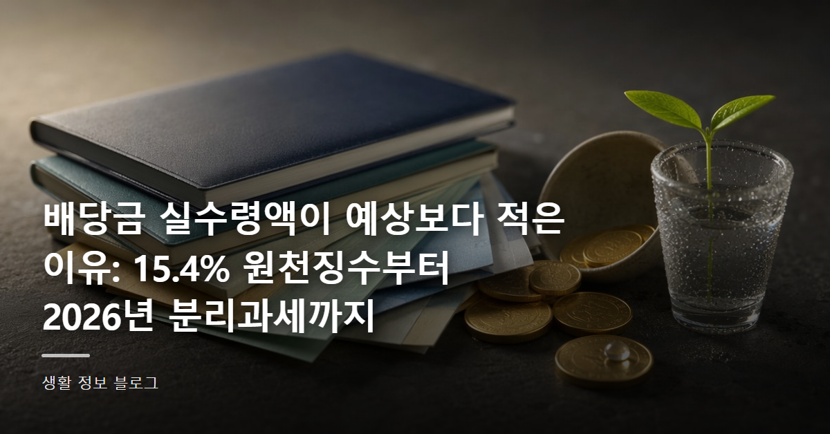 배당금 실수령액이 예상보다 적은 이유: 15.4% 원천징수부터 2026년 분리과세까지