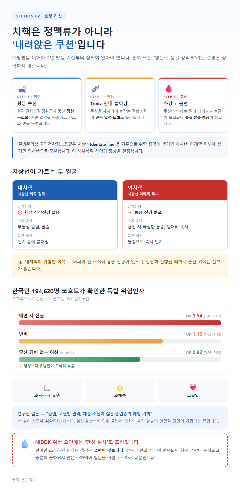 2. 치핵은 정맥류가 아니라 '내려앉은 쿠션'