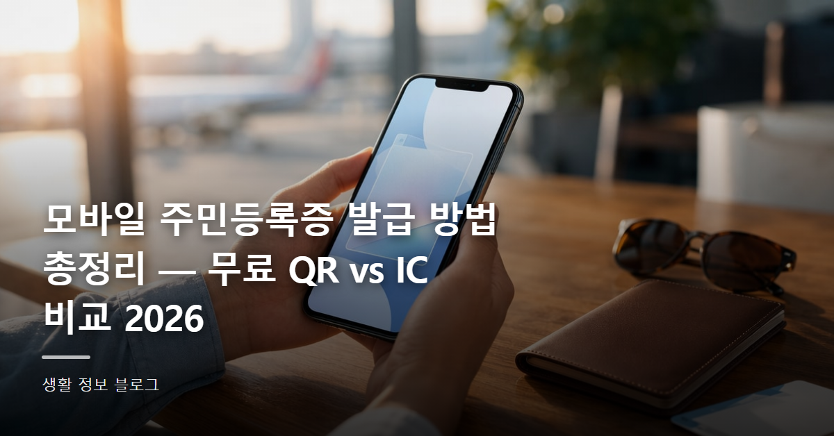 모바일 주민등록증 발급 방법 총정리 — 무료 QR vs IC 비교 2026