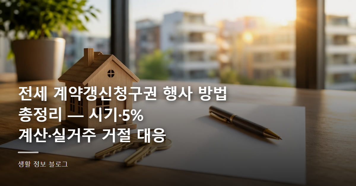 전세 계약갱신청구권 행사 방법 총정리 — 시기·5% 계산·실거주 거절 대응