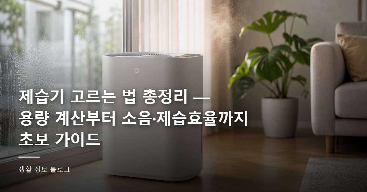 제습기 고르는 법 총정리 — 용량 계산부터 소음·제습효율까지 초보 가이드