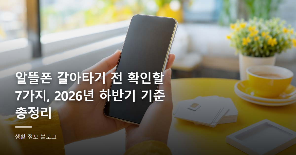 알뜰폰 갈아타기 전 확인할 7가지, 2026년 하반기 기준 총정리