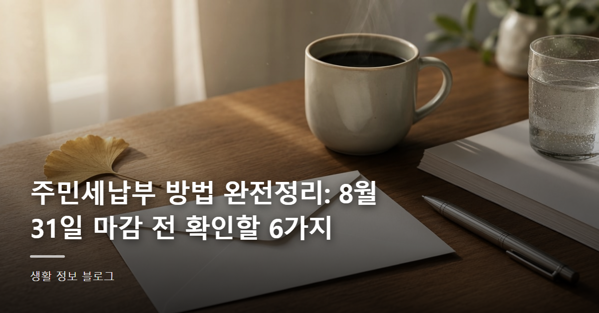 주민세납부 방법 완전정리: 8월 31일 마감 전 확인할 6가지