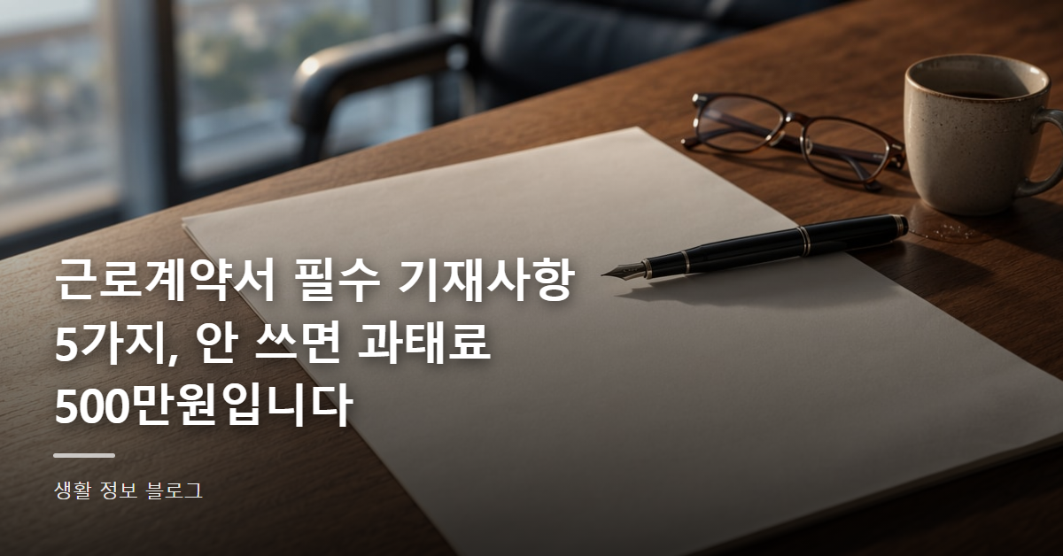 근로계약서 필수 기재사항 5가지, 안 쓰면 과태료 500만원입니다