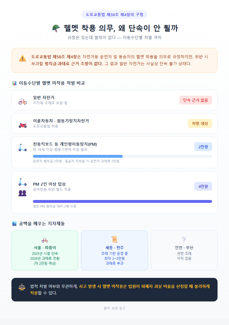 2. 헬멧 착용 의무, 왜 단속이 안 될까