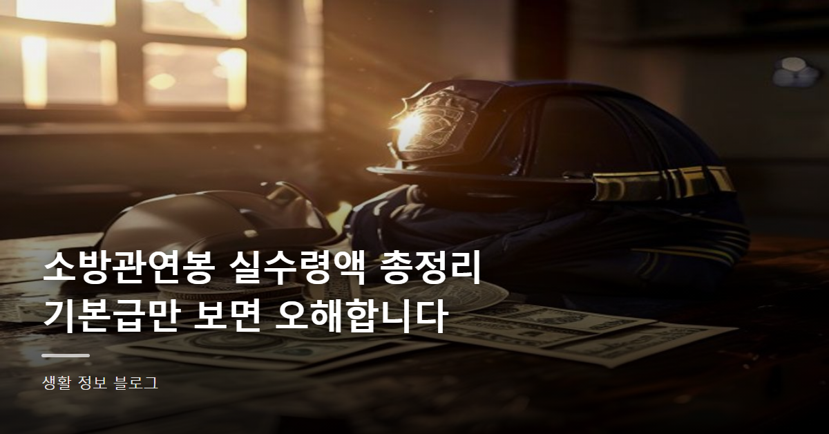 소방관연봉 실수령액 총정리, 기본급만 보면 오해합니다