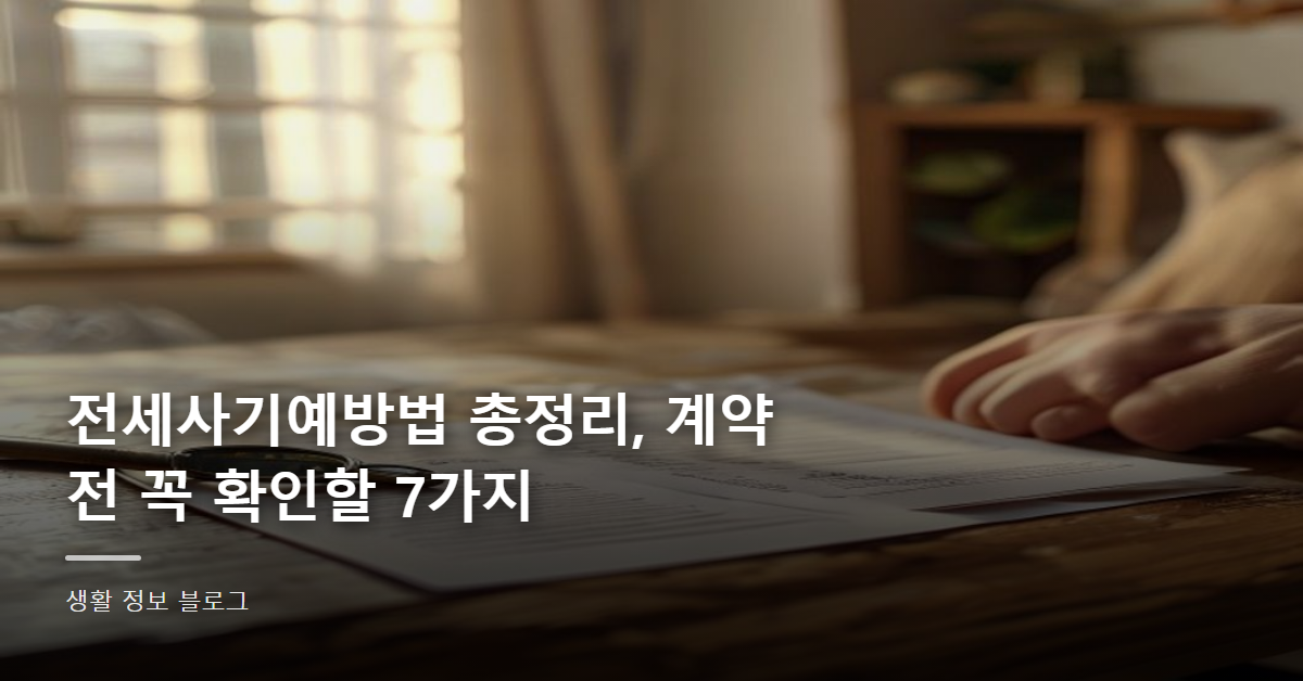 전세사기예방법 총정리, 계약 전 꼭 확인할 7가지