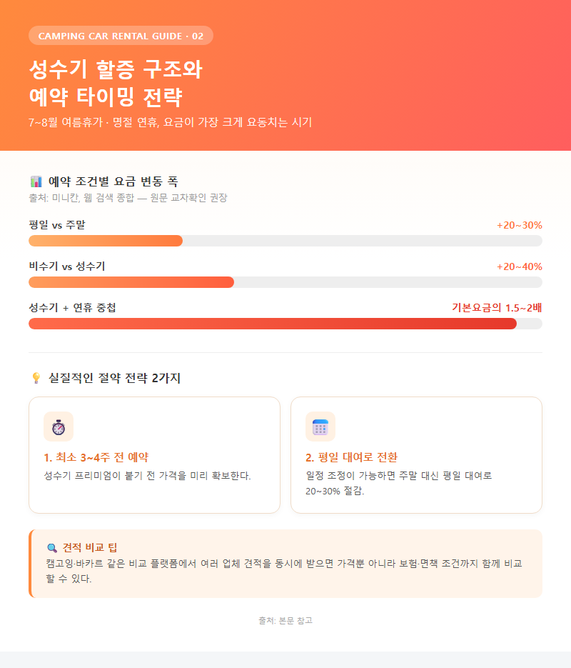 2. 성수기 할증 구조와 예약 타이밍 전략