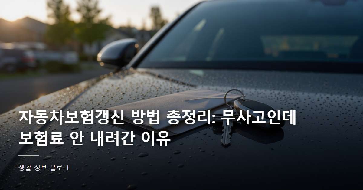 자동차보험갱신 방법 총정리: 무사고인데 보험료 안 내려간 이유