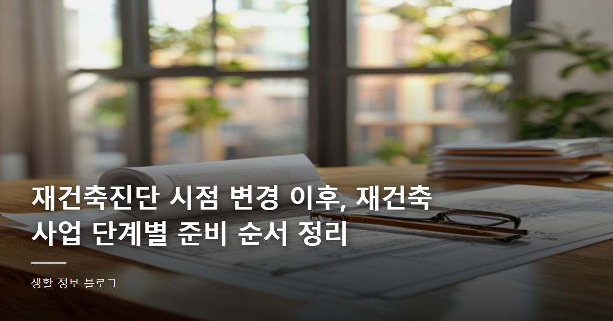 재건축진단 시점 변경 이후, 재건축 사업 단계별 준비 순서 정리