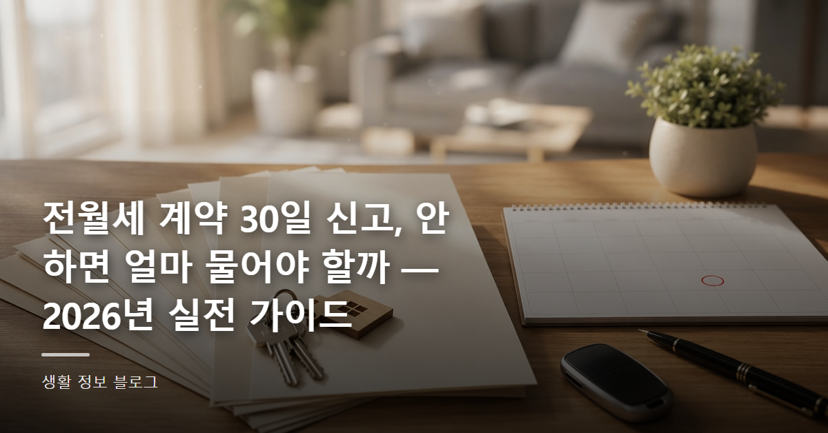 전월세 계약 30일 신고, 안 하면 얼마 물어야 할까 — 2026년 실전 가이드