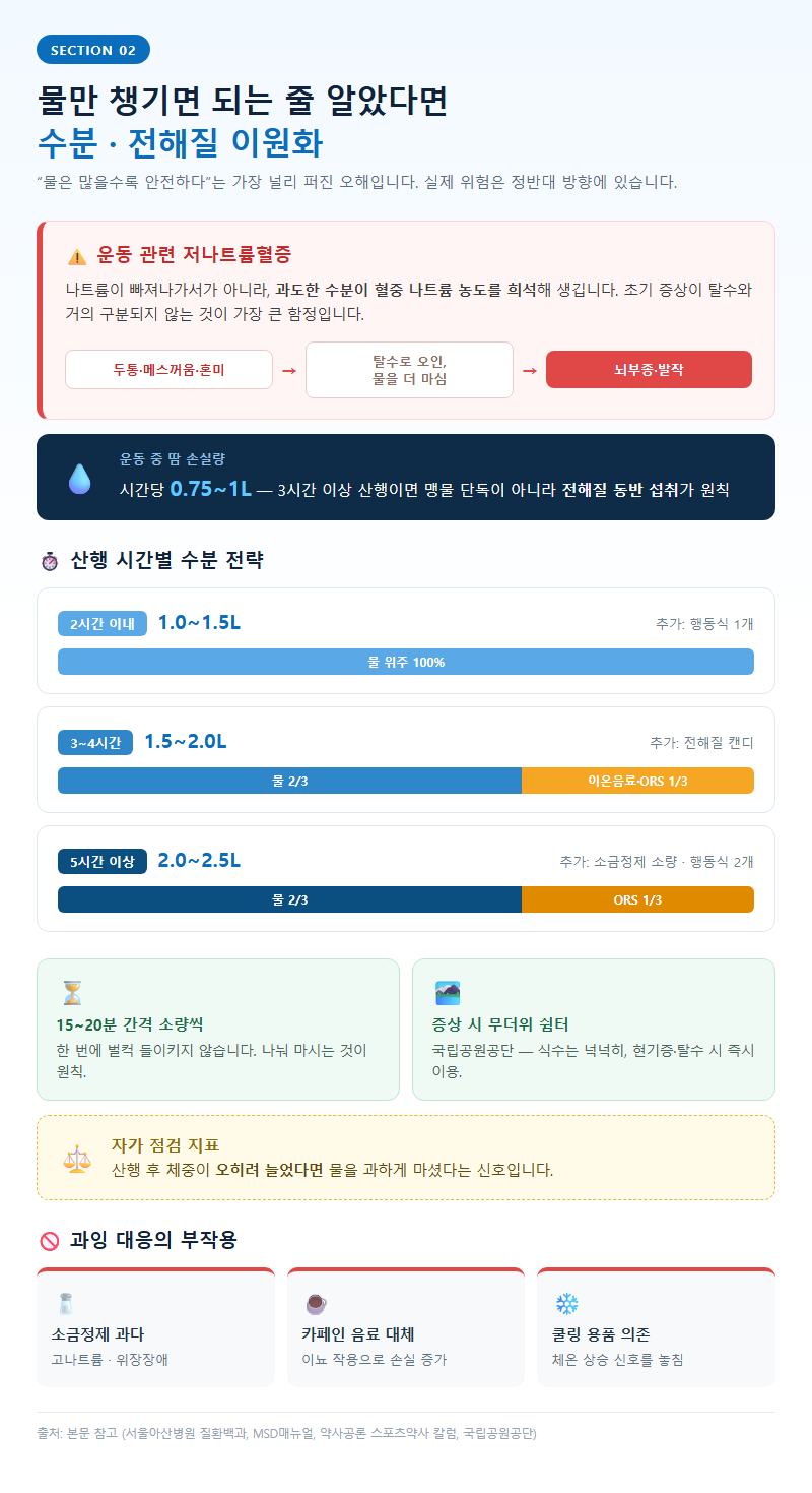 2. 물만 챙기면 되는 줄 알았다면: 수분·전해질 이원화