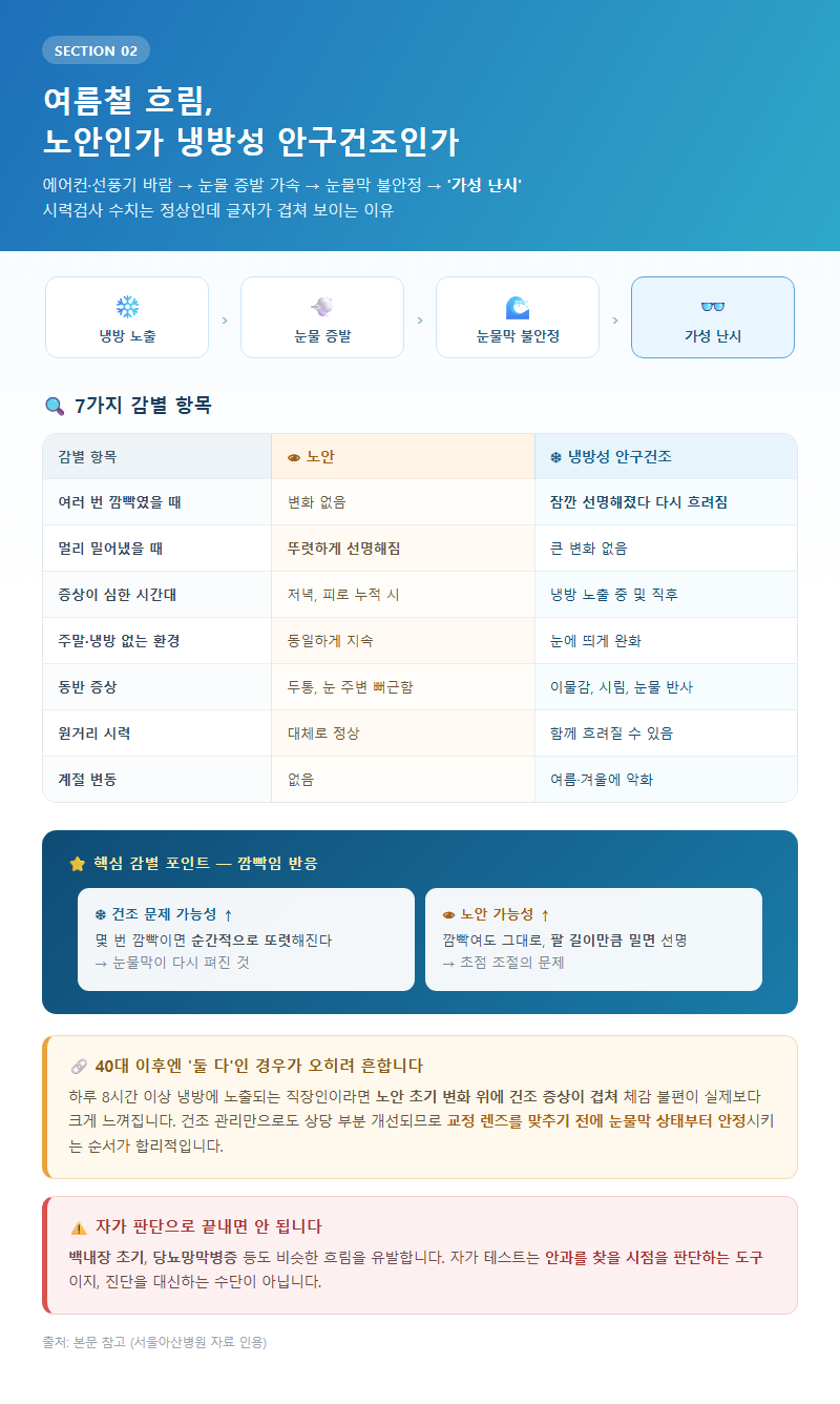 2. 여름철 흐림, 노안인가 냉방성 안구건조인가