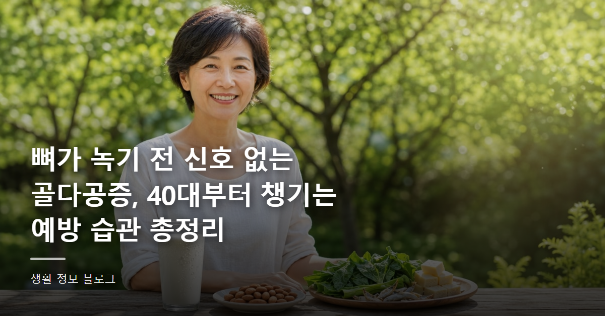 뼈가 녹기 전 신호 없는 골다공증, 40대부터 챙기는 예방 습관 총정리