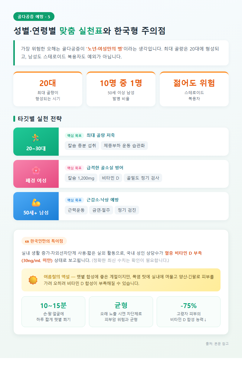 5. 성별·연령별 맞춤 실천표와 한국형 주의점