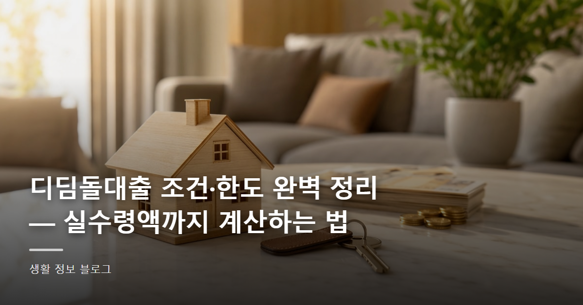 디딤돌대출 조건·한도 완벽 정리 — 실수령액까지 계산하는 법