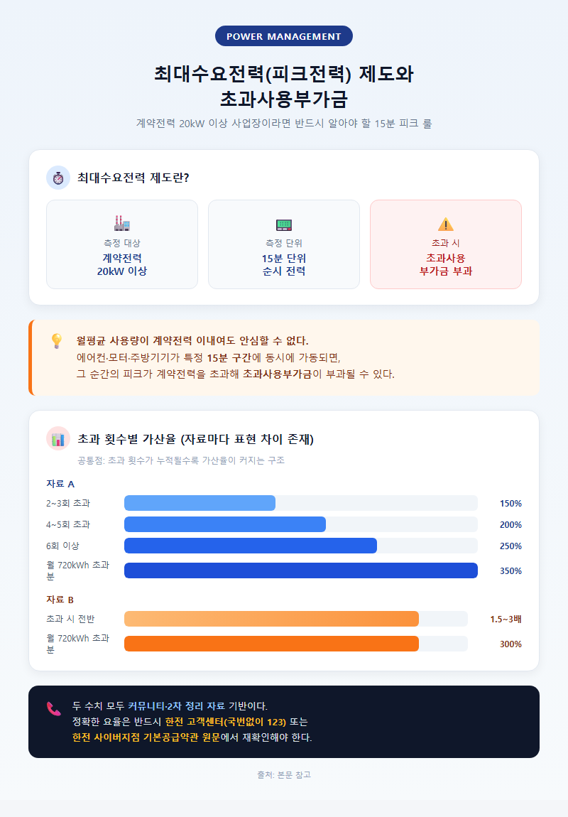 2. 최대수요전력(피크전력) 제도와 초과사용부가금