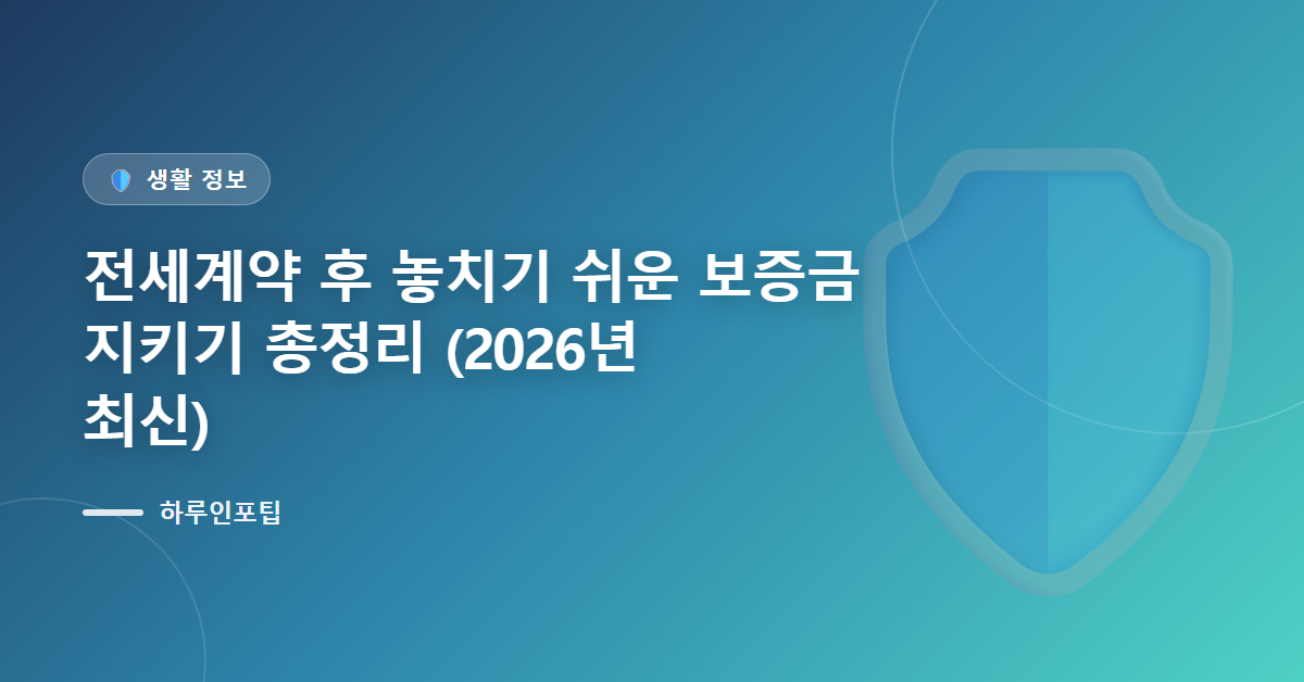 전세계약 후 놓치기 쉬운 보증금 지키기 총정리 (2026년 최신)