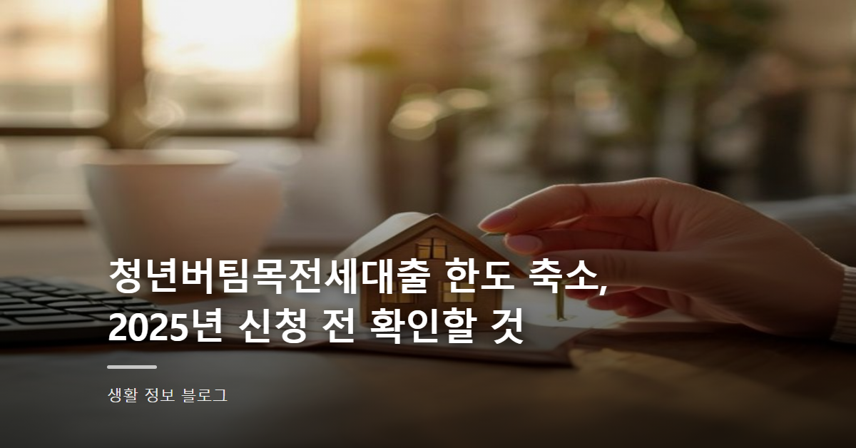 청년버팀목전세대출 한도 축소, 2025년 신청 전 확인할 것