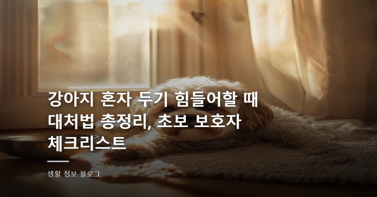 강아지 혼자 두기 힘들어할 때 대처법 총정리, 초보 보호자 체크리스트