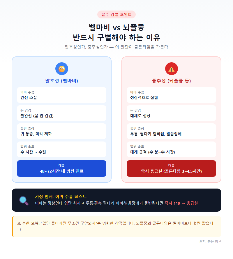 2. 벨마비 vs 뇌졸중, 반드시 구별해야 하는 이유