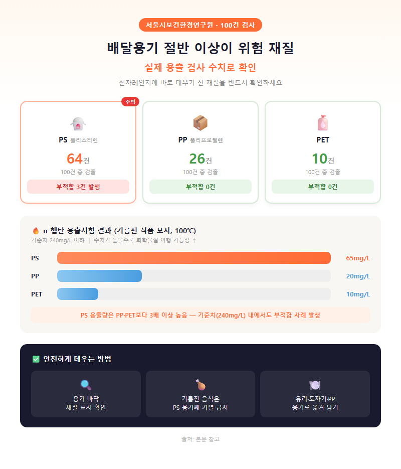 2. 배달용기 절반 이상이 위험 재질, 실제 용출 검사 수치로 확인