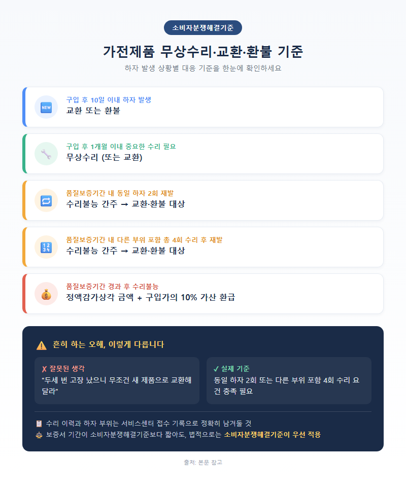 2. 무상수리·교환·환불 기준 — 소비자분쟁해결기준