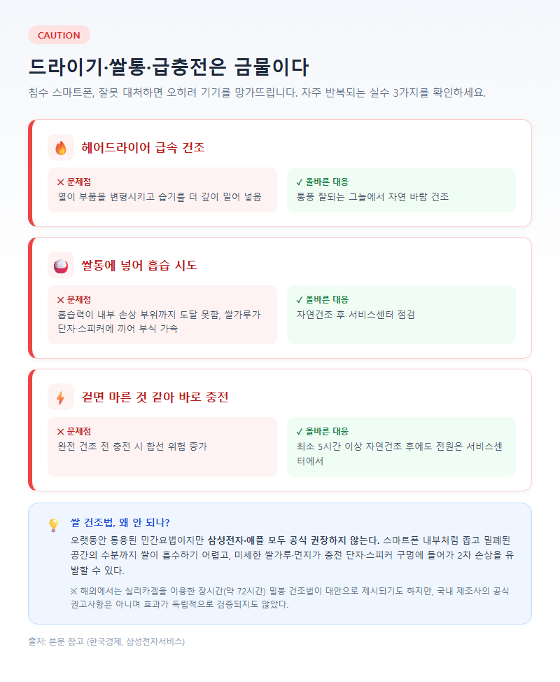 4. 드라이기·쌀통·급충전은 금물이다