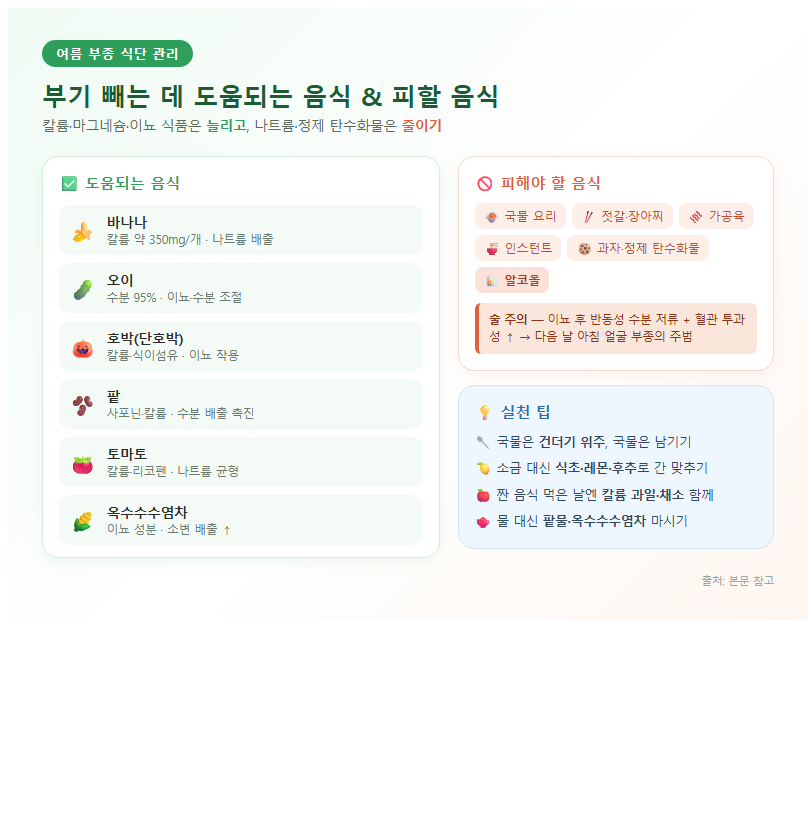 3. 부기 빼는 데 도움되는 음식과 피할 음식