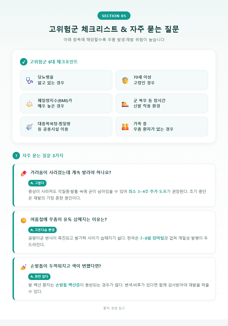5. 고위험군 체크리스트와 자주 묻는 질문