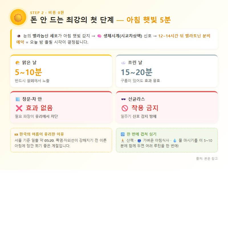 2. 돈 안 드는 최강의 첫 단계: 아침 햇빛 5분