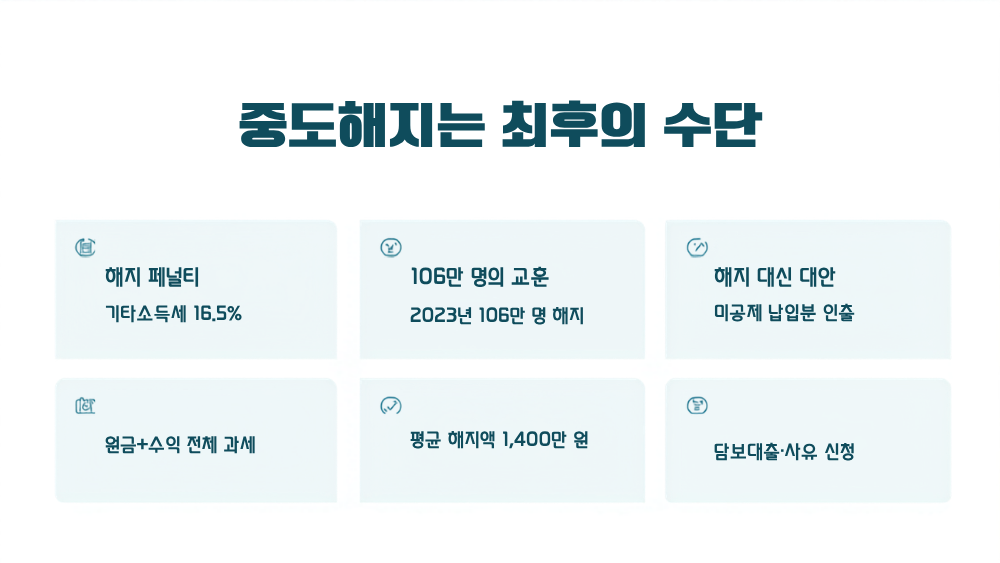 4. 중도해지는 최후의 수단 — 106만 명이 치른 수업료