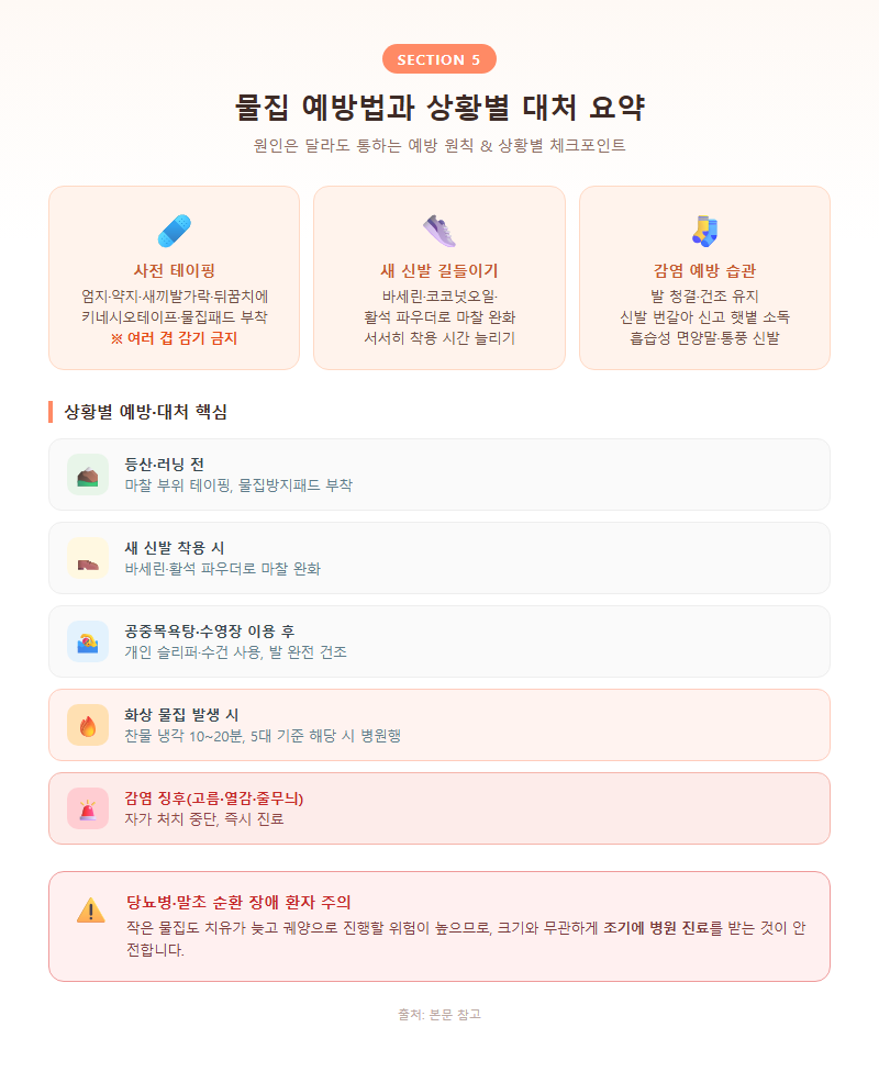 5. 물집 예방법과 상황별 대처 요약