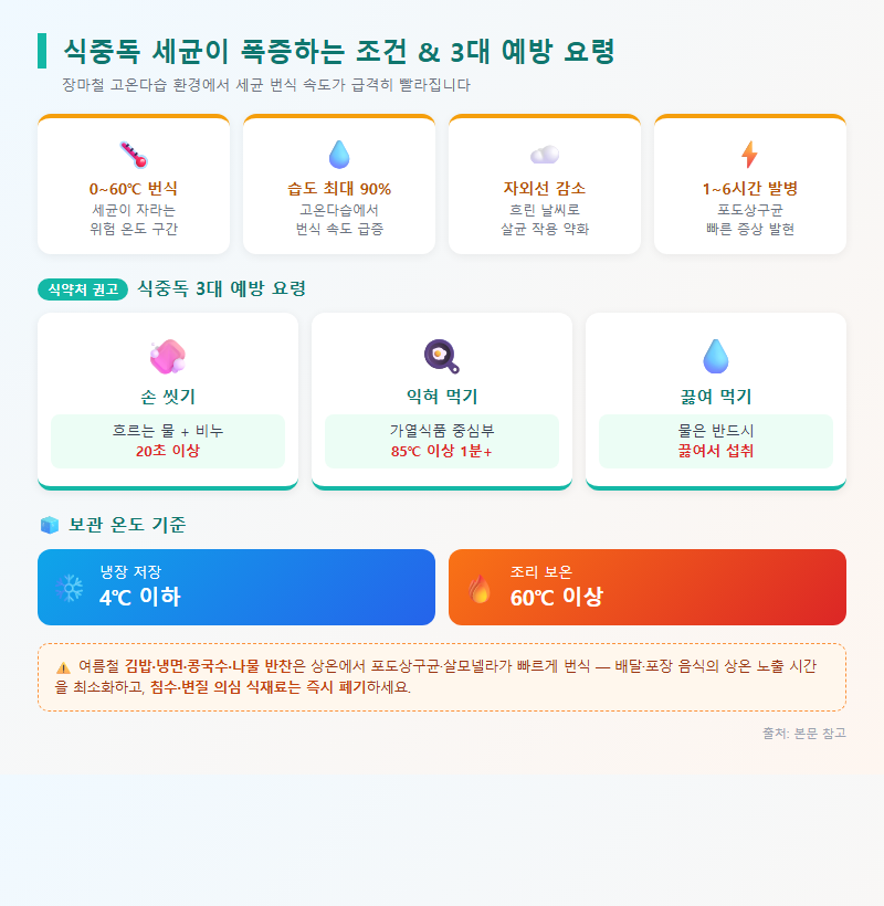 3. 식중독 세균이 폭증하는 조건과 3대 예방 요령