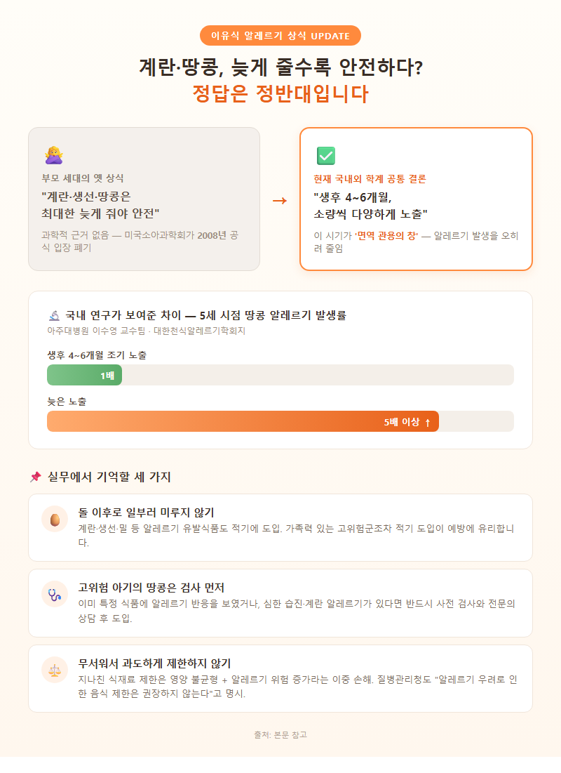 3. 계란·땅콩은 늦게 줄수록 안전하다? 뒤집힌 알레르기 상식
