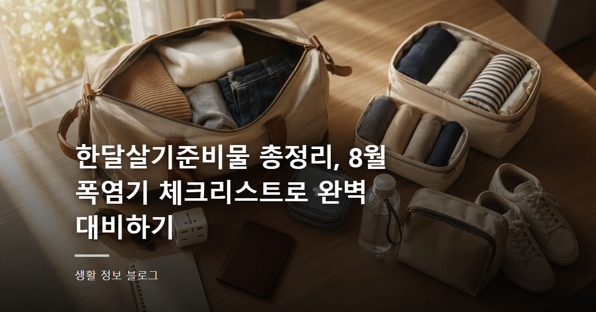 한달살기준비물 총정리, 8월 폭염기 체크리스트로 완벽 대비하기