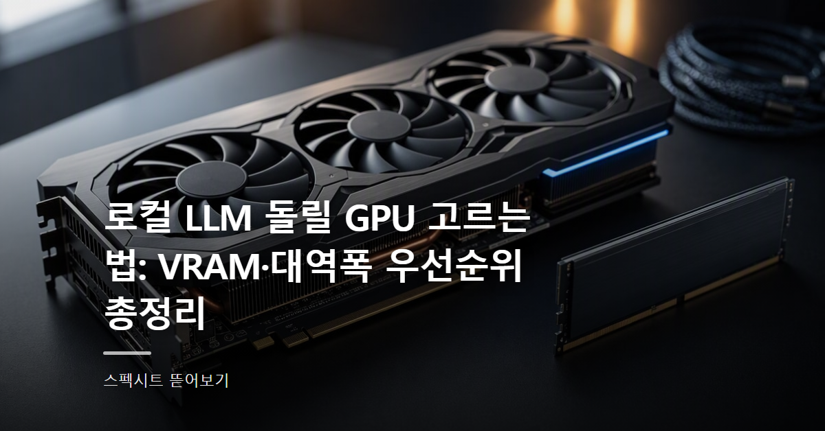 로컬 LLM 돌릴 GPU 고르는 법: VRAM·대역폭 우선순위 총정리