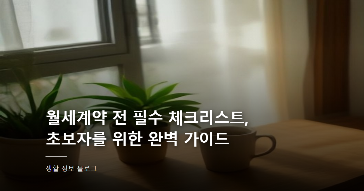 월세계약 전 필수 체크리스트, 초보자를 위한 완벽 가이드