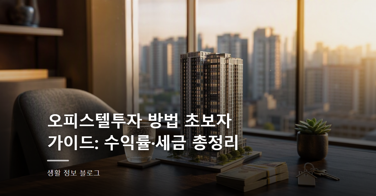 오피스텔투자 방법 초보자 가이드: 수익률·세금 총정리