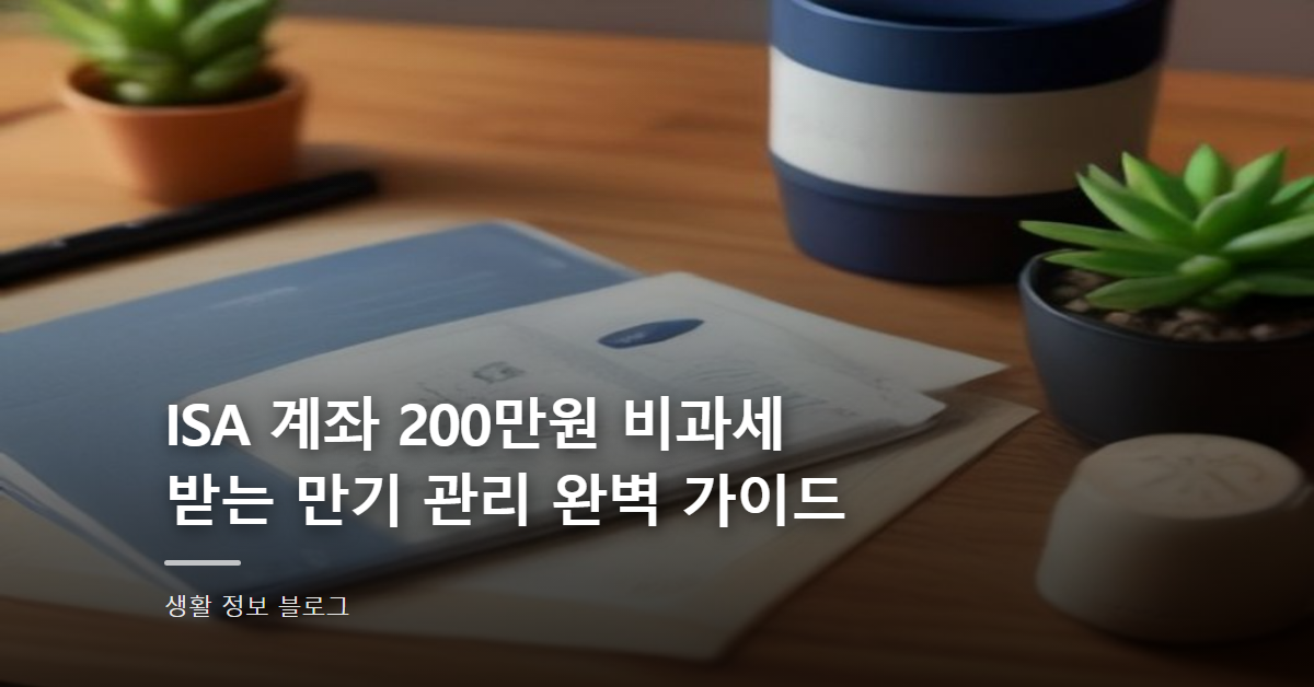 ISA 계좌 200만원 비과세 받는 만기 관리 완벽 가이드