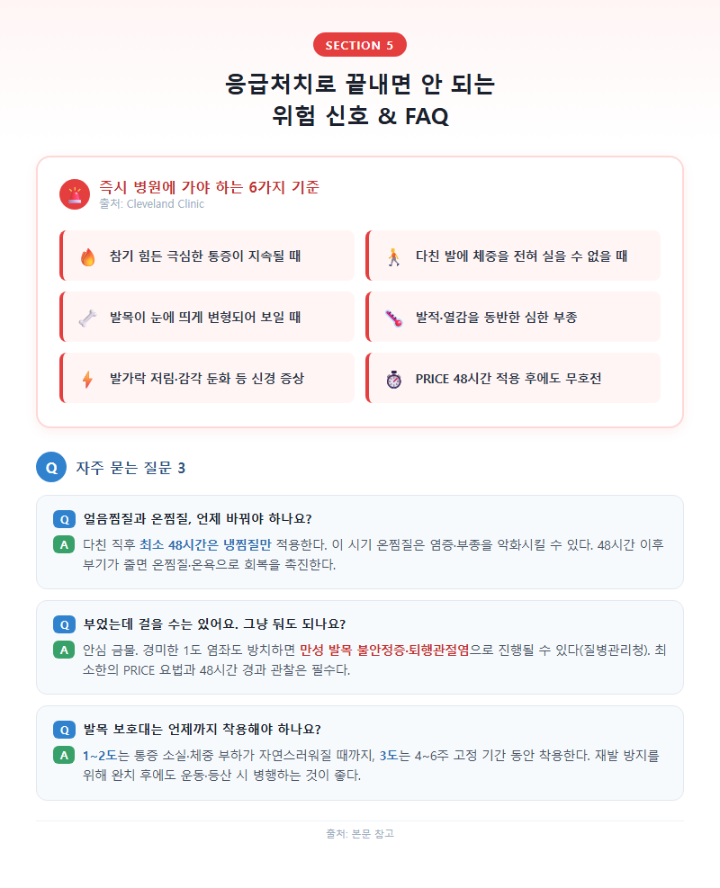 5. 응급처치로 끝내면 안 되는 위험 신호 & FAQ