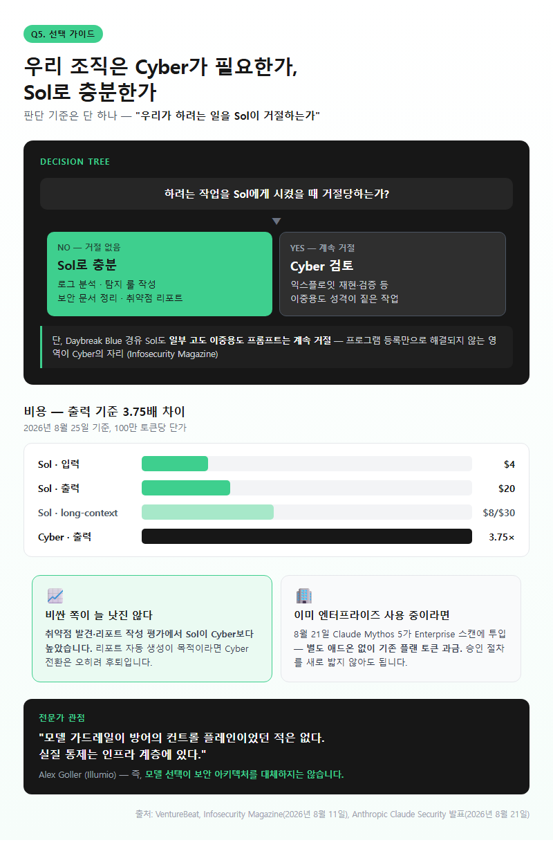 Q5. 그래서 우리 조직은 Cyber를 써야 하나요, Sol로 충분한가요?