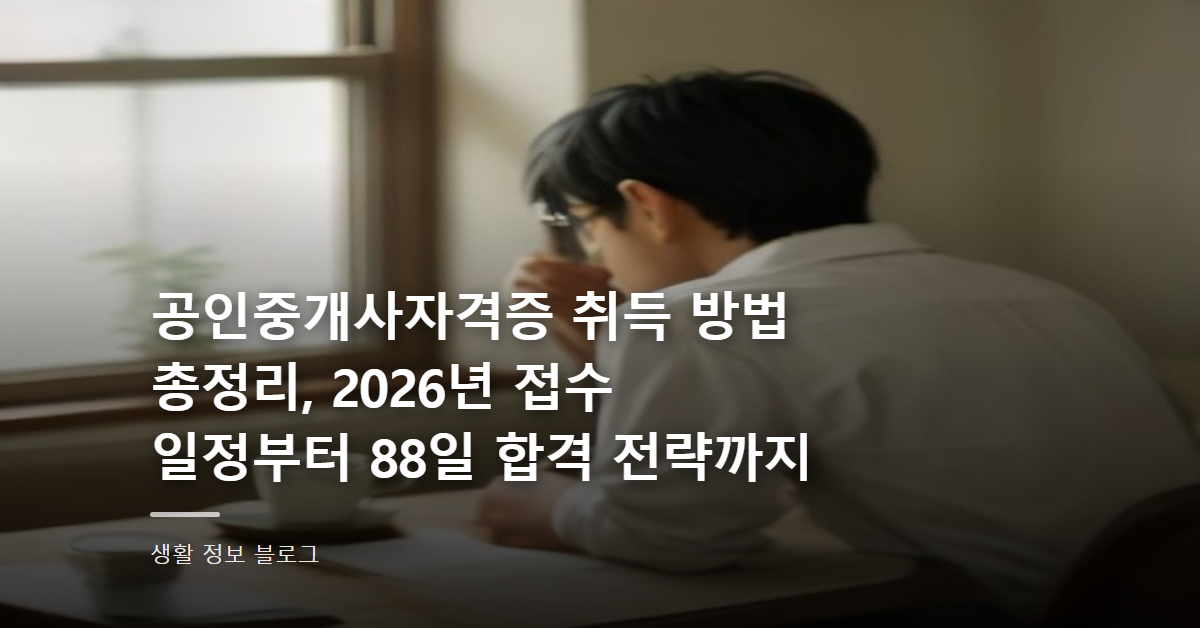 공인중개사자격증 취득 방법 총정리, 2026년 접수 일정부터 88일 합격 전략까지