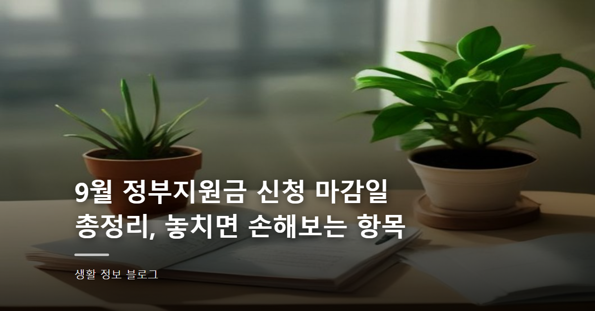 9월 정부지원금 신청 마감일 총정리, 놓치면 손해보는 항목