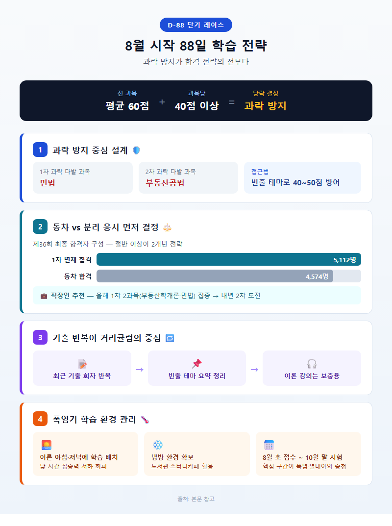 3. 8월 시작 88일 학습 전략 — 과락 방지가 합격 전략의 전부
