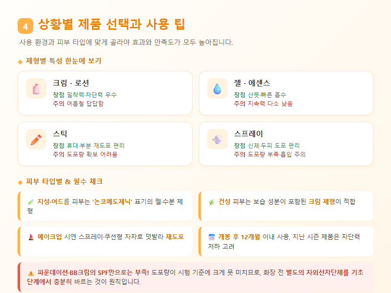 4. 상황별 제품 선택과 사용 팁