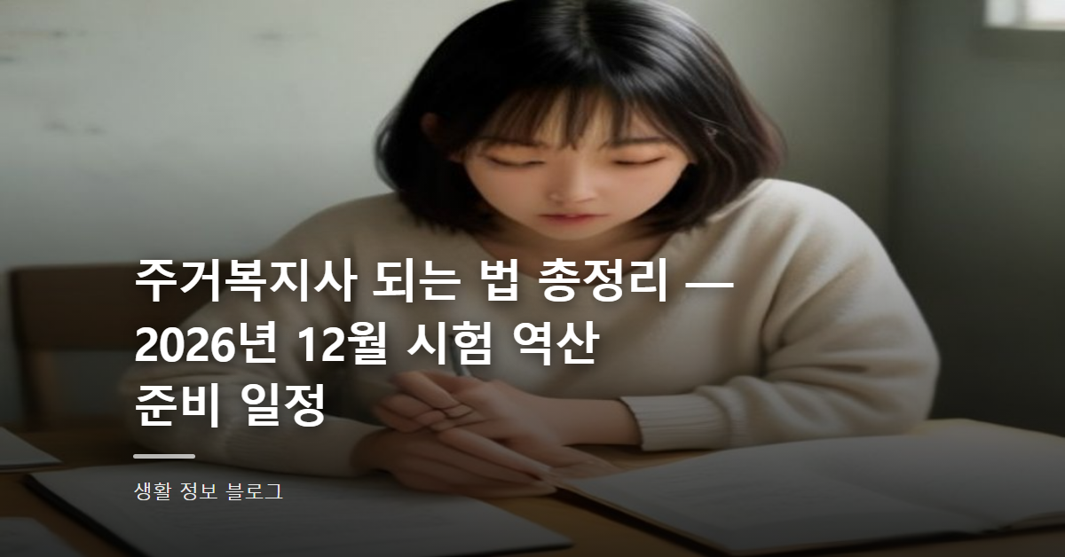 주거복지사 되는 법 총정리 — 2026년 12월 시험 역산 준비 일정