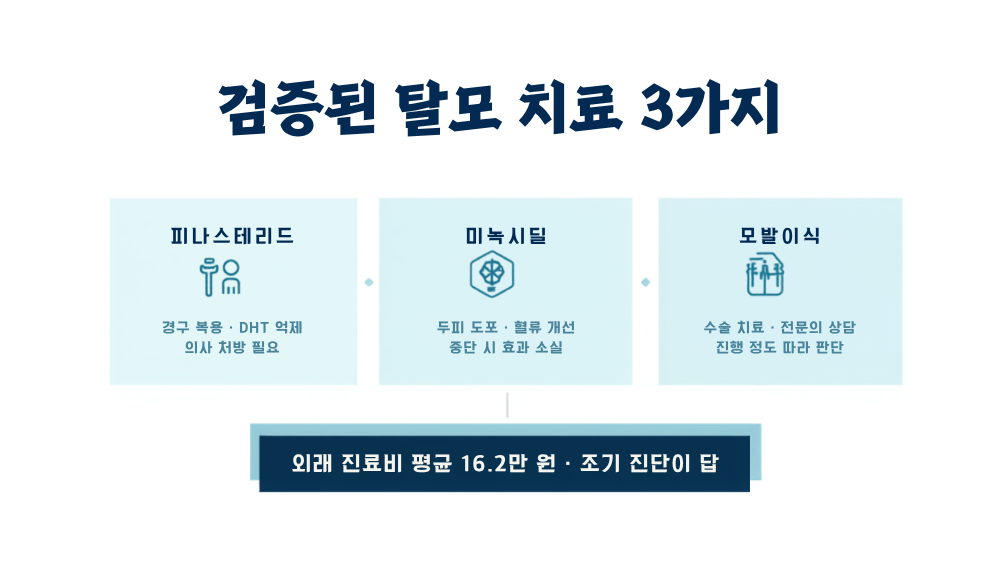 4. 의학적으로 검증된 치료는 단 3가지 — 탈모샴푸에 쓰는 돈과 비교하면